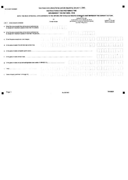 Form 7510 - Instructions For Preparing The Amusement Tax Return - City Of Chicago Printable pdf