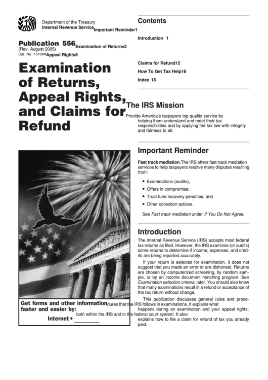 Publication 556 (Rev. August 2005) - Examination Of Returns, Appeal Rights,and Claims For Refund Printable pdf