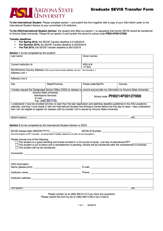 Fillable Graduate Transfer Form Printable pdf