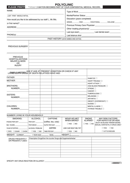 Patient Questionnaire Form Printable pdf