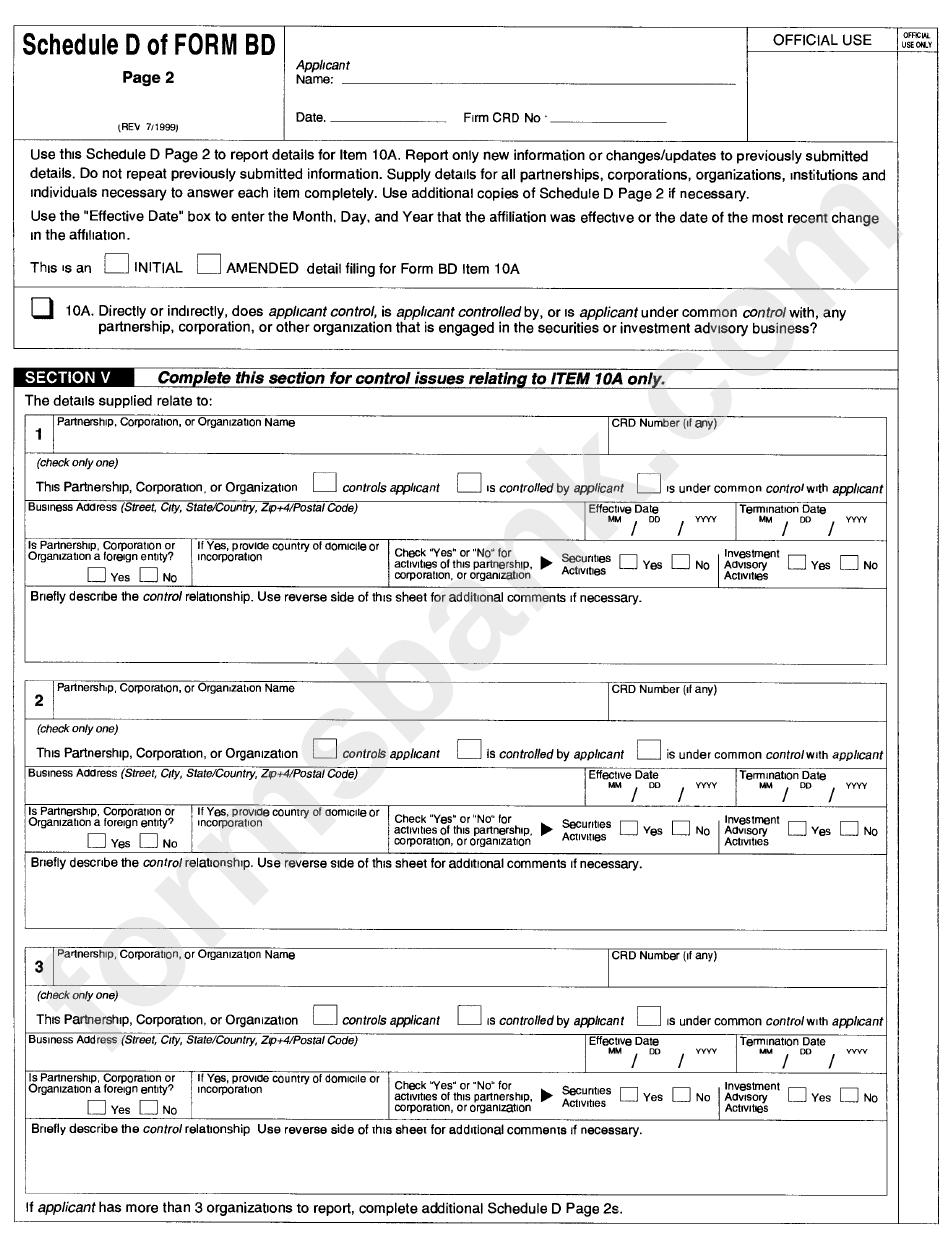Form Bd - Uniform Application For Broker-Dealer Registration