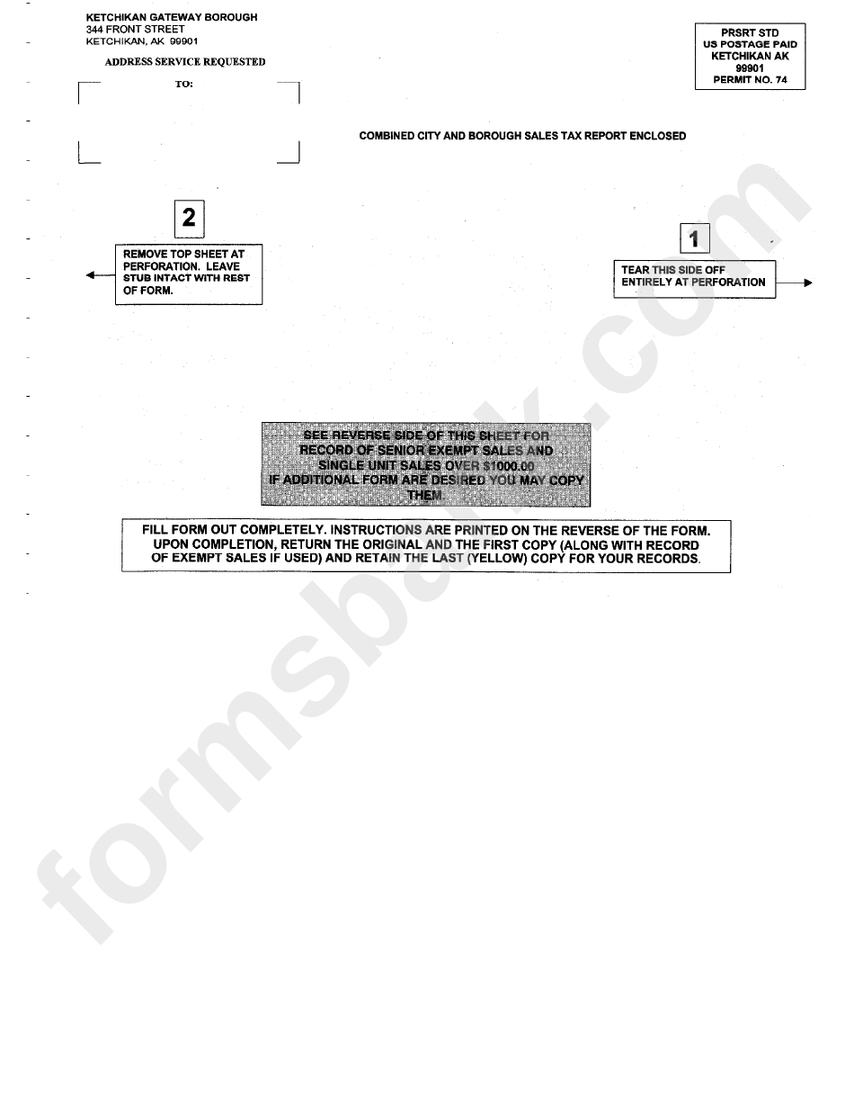 Instructions For Completing Items On The Combined City And Borough Sales Tax