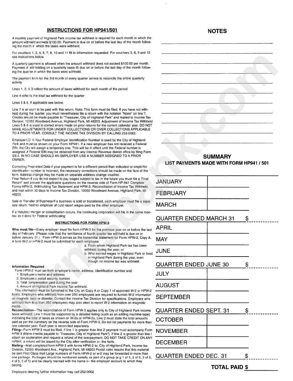 Instructions For Hp941/501