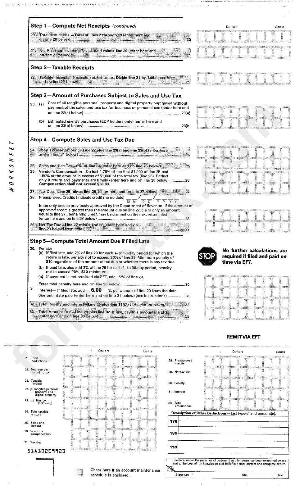 Form 51a102e - Kentucky Sales / Use Tax Worksheet