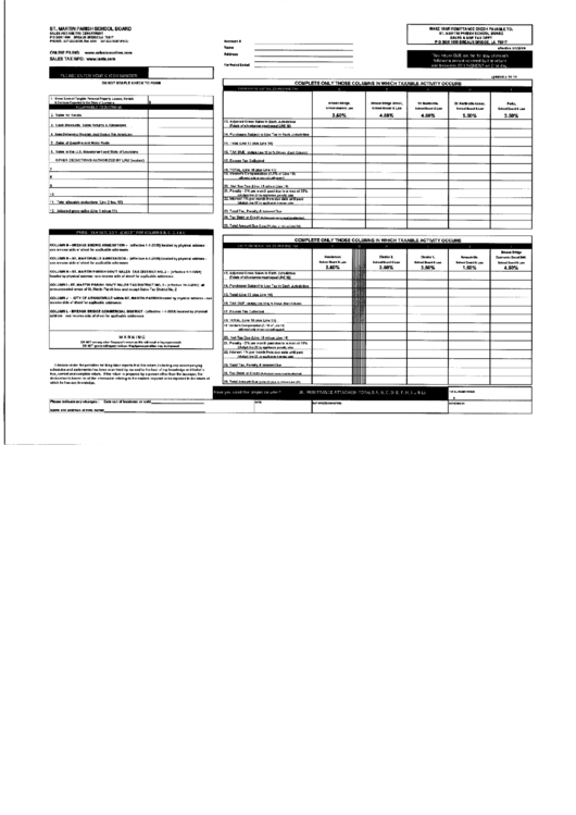 Sales / Use Tax Report Form - St. Martin Parish Printable pdf