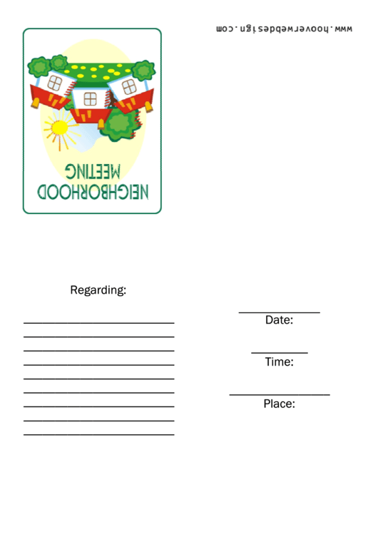 Neighborhood Meeting Invitation Template Printable pdf