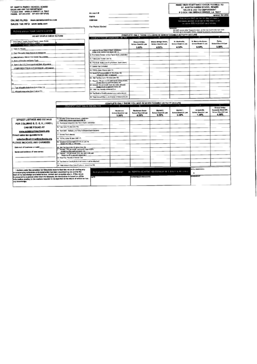 Sales / Use Tax Report Form - St. Martin Parish Printable pdf
