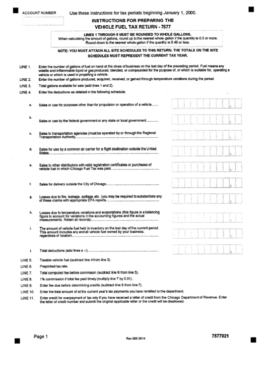 Form 7577022 - Instructions For Preparing The Vehicle Fuel Tax Return - 7577 Printable pdf