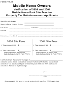 Form Ptr-1b - Verification Of 2000 And 2001 Mobile Home Park Site Fees For Property Tax Reimbursement Applicants