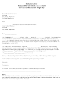 Sample Letter Request For An Initial Assessment For Special Education Eligibility