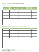 Asset And Liability Worksheet Template