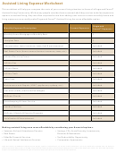 Assisted Living Expense Worksheet Template