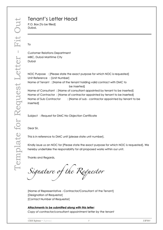 Tenant Request Letter Template Printable pdf