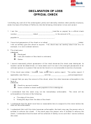 Declaration Of Loss Official Check Form - California