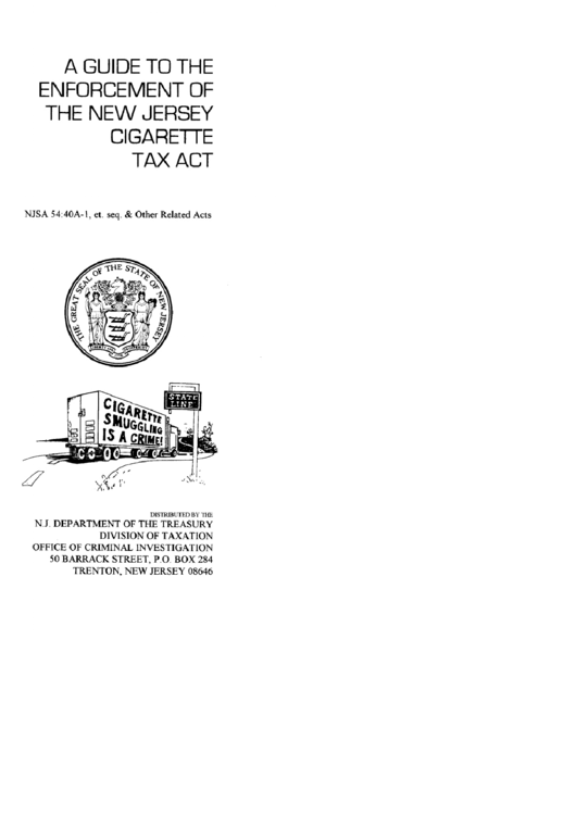 A Guide To The Enforcement Of The New Jersey Cigarette Tax Act Printable pdf