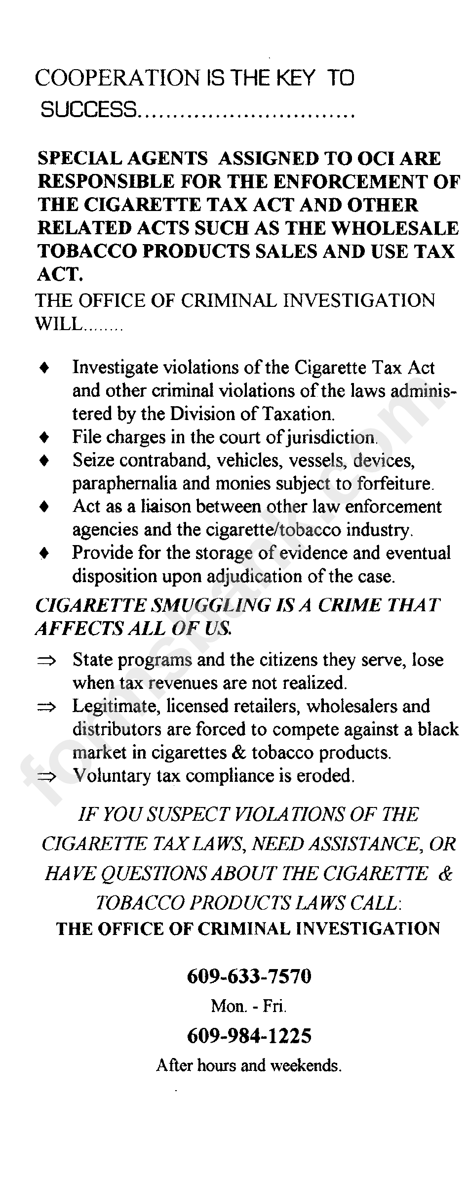 A Guide To The Enforcement Of The New Jersey Cigarette Tax Act