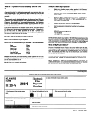 Form De 200-v - Electronic Filer Payment Voucher 2001 - Delaware Division Of Revenue