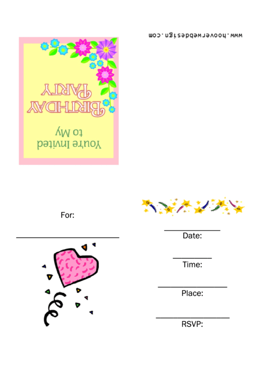 Birthday Party Invitation Template Printable pdf