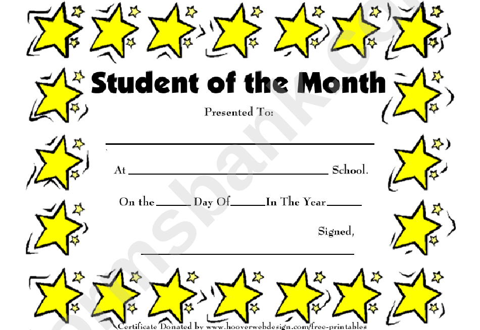 Student Of The Month Certificate Template