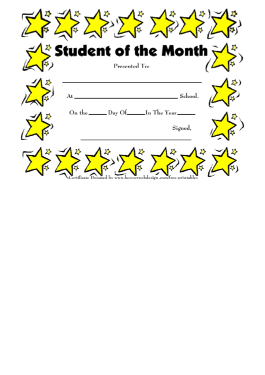 Student Of The Month Certificate Template Printable pdf