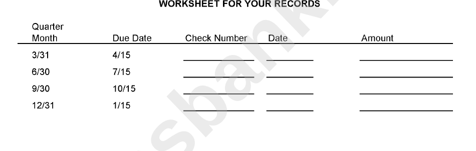Worksheet For Your Records