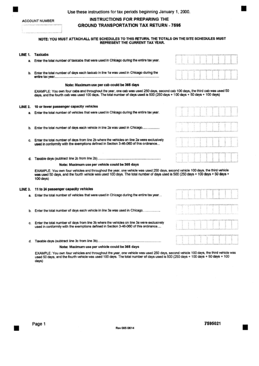 Form 7595 - Instructions For Preparing The Ground Transportation Tax Return - City Of Chicago Printable pdf