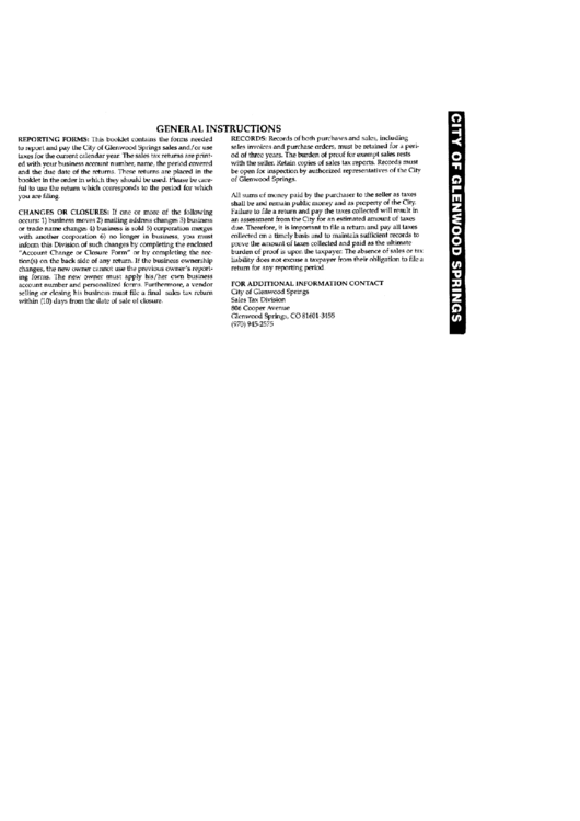 Sales / Use Tax Returns Instructions City Of Glenwood Springs
