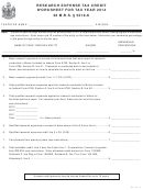Research Expense Tax Credit Worksheet For Tax Year - 2014