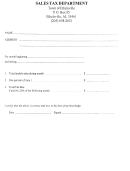 Sales Tax Form - Sales Tax Department - Town Of Ethelsvile - Alabama