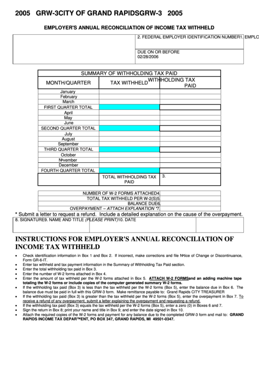 Form Grw-3 - Employer