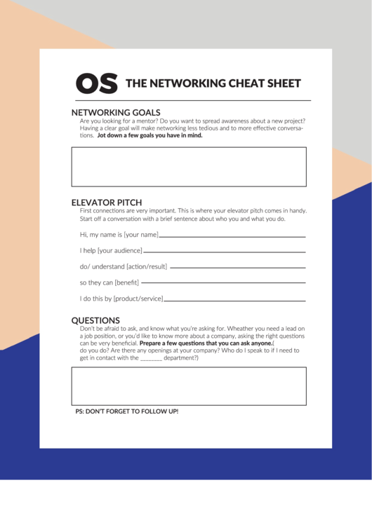 The Networking Cheat Sheet Printable pdf