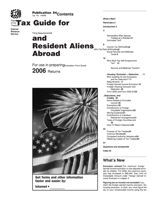 Publication 54 - Tax Guide For U.s. Citizens And Resident Aliens Abroad - 2006 Printable pdf