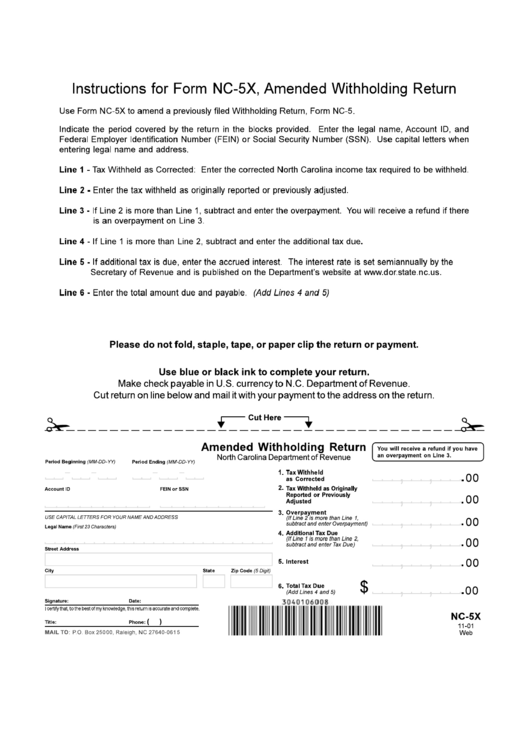 Amended Withholding Return Form Printable pdf