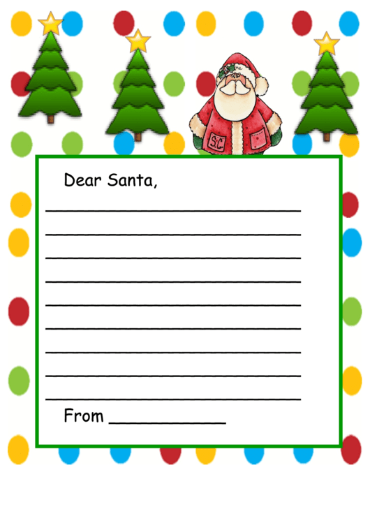 Dear Santa Letter Template Printable pdf