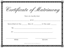 Certificate Of Matrimony Template