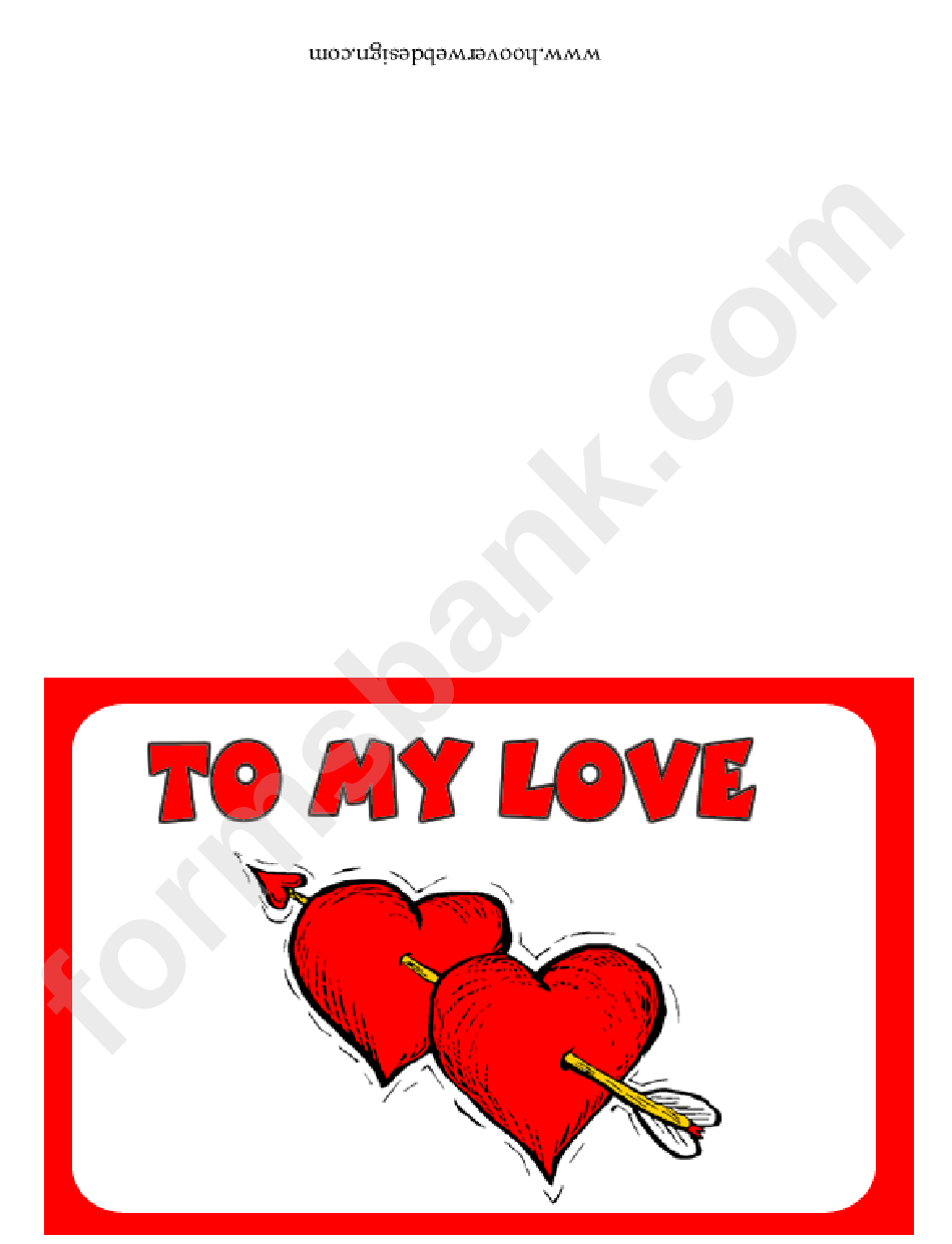 Two Hearts Valentine Card Template printable pdf download