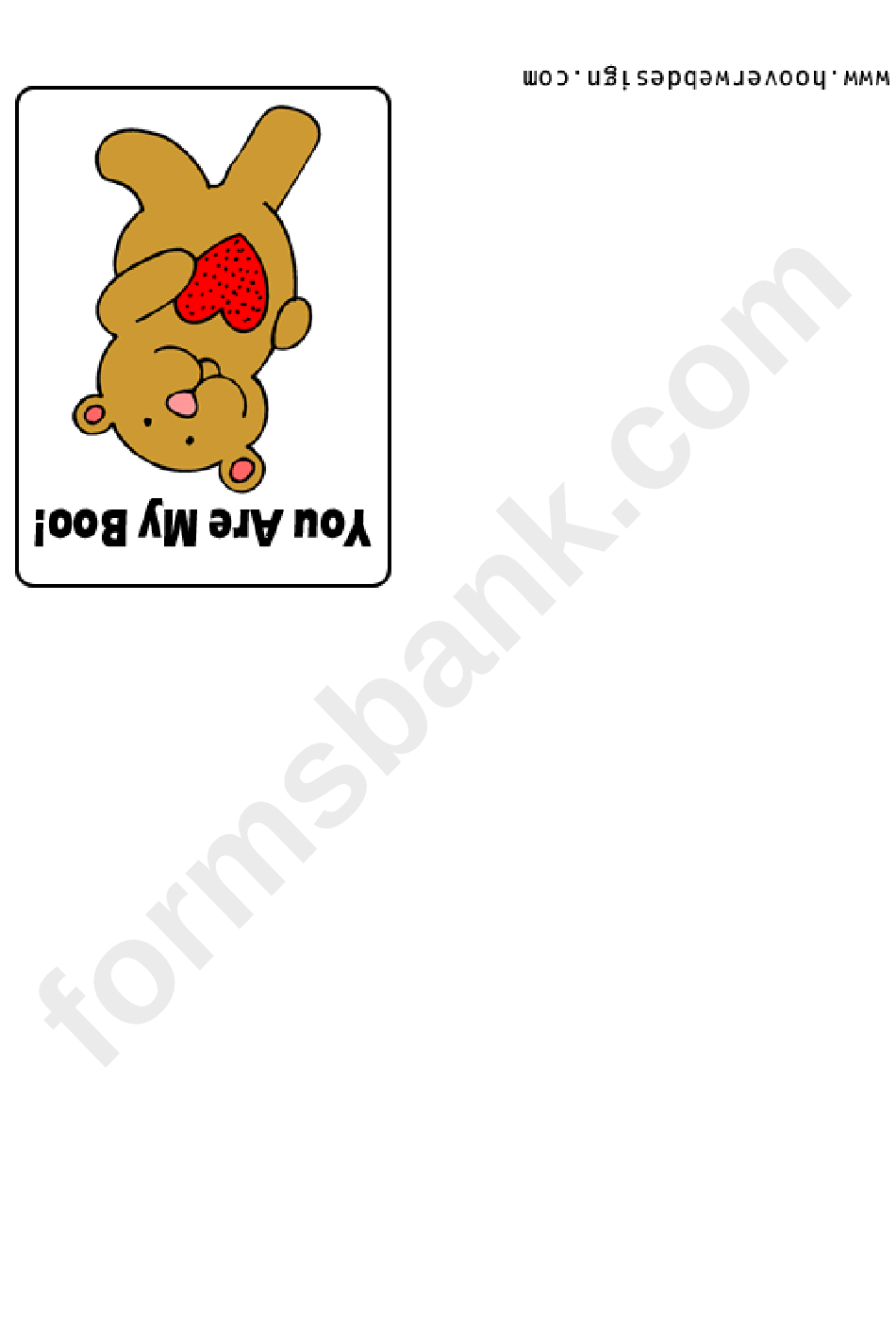 Teddy Bear With A Heart Valentine Card Template