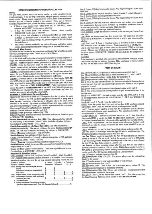 Instructions For Preparing Individual Return Printable pdf