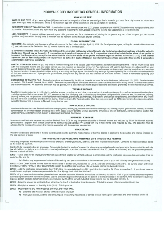 Norwalk City Tax Form printable pdf download
