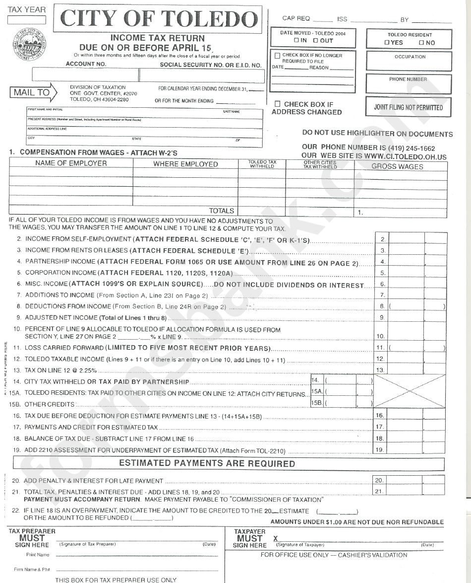 city-of-toledo-income-tax-return-form-printable-pdf-download