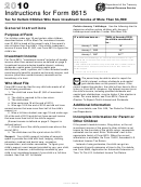 Instructions For Form 8615 - Tax For Certain Children Who Have Investment Income Of More Than 1,900 - Internal Revenue Service - 2010 Printable pdf