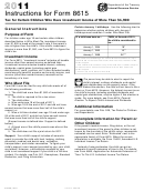Instructions For Form 8615 - Tax For Certain Children Who Have Investment Income Of More Than 1,900 - Internal Revenue Service - 2011 Printable pdf