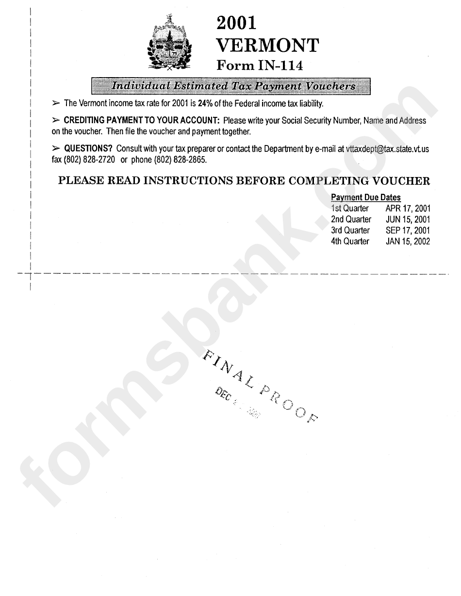 Form In114 Individual Estimated Tax Payment Vouchers printable pdf