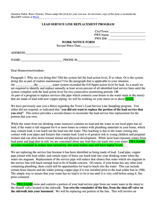 Work Notice Form Printable pdf