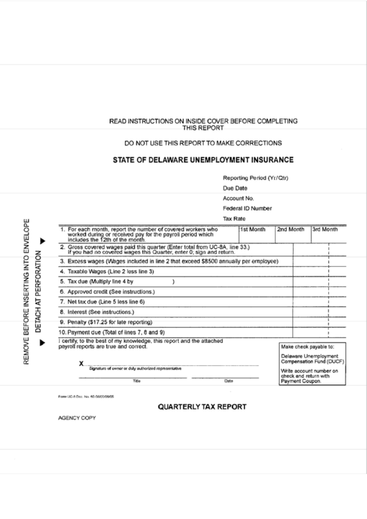 Form Uc-8 - Unemployment Insurance Printable pdf
