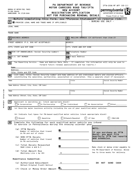 New Account Registration Application - 2011 Printable pdf