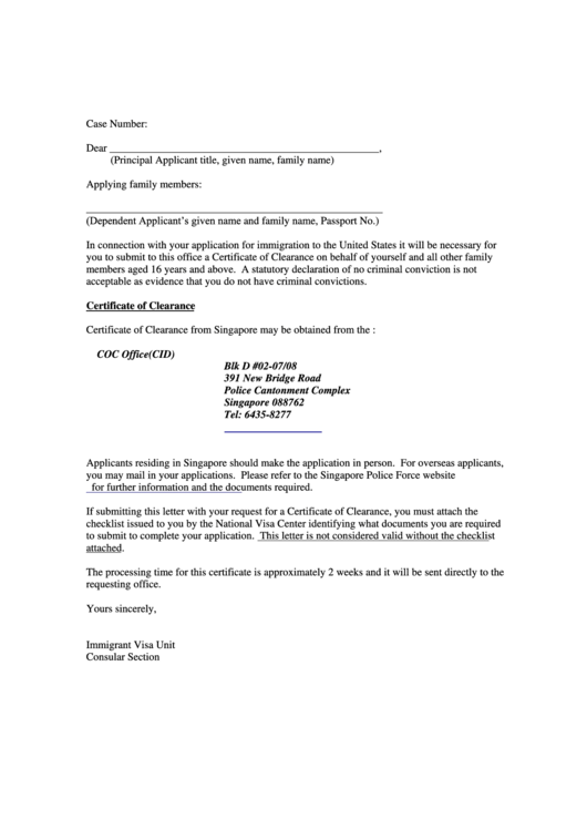 Request Letter For Singapore Coc Template Printable pdf