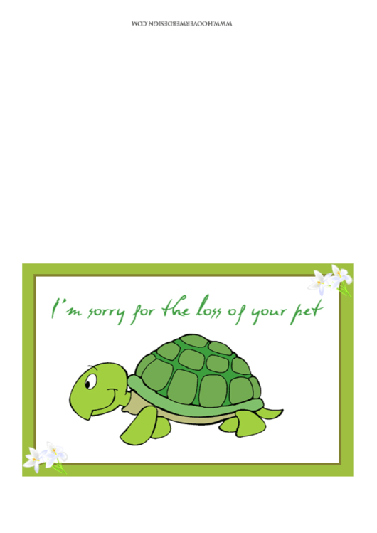 Pet Turtle Sorry For Your Loss Pet Sympathy Card Template Printable pdf