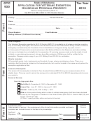 Form Otc 930 - Application For Veterans Exemption Household Personal Property - 2016