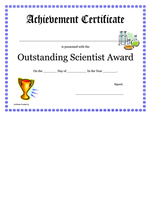 Outstanding Scientist Childrens Award Certificate Template Printable pdf